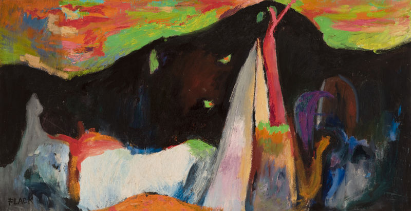 Audrey Flack Magic Hour, 1948–49 Oil on canvas, 17 1/2 x 33 1/2 inches (44.5 x 85.1 cm)