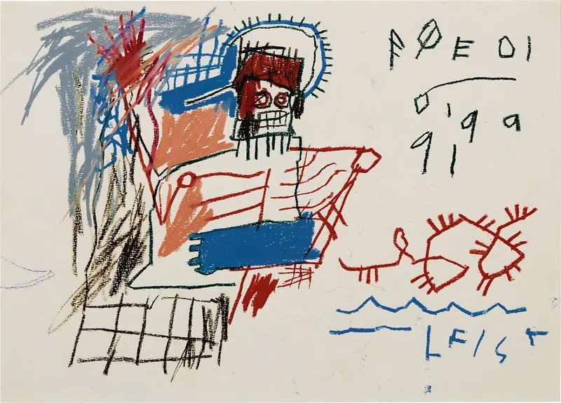 Jean-Michel Basquiat Poedi, 1981 Oil stick on paper , 12 1/2 x 17 3/8 in. (31.8 x 44.1 cm)