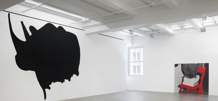 John Baldessari Dwarf and Rhinoceros (With Large Black Shape), 1989/2013