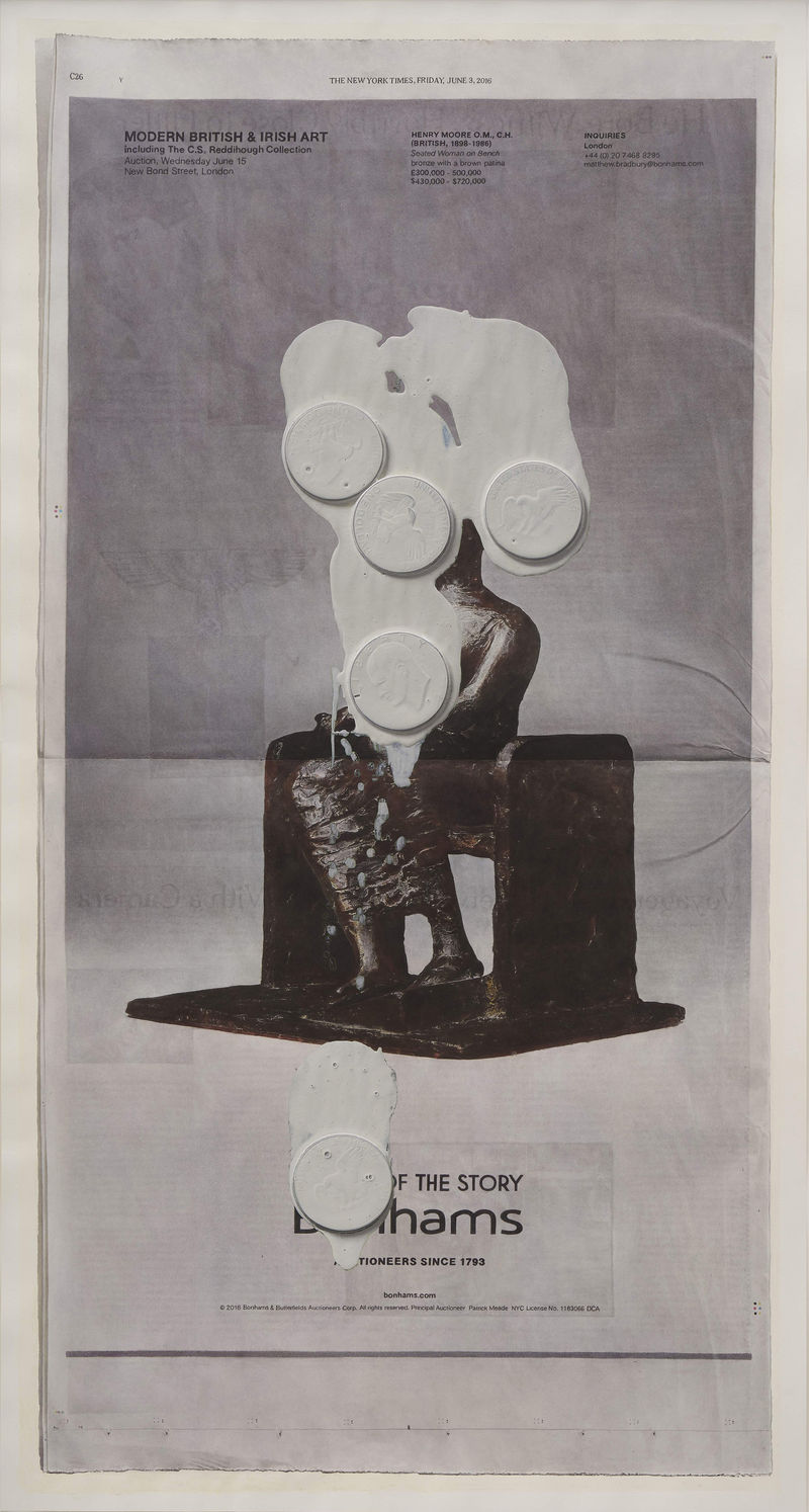 Paul Sietsema Vertical Newspaper (Modern British & Irish Art), 2021 Ink and enamel on paper in artist's frame Paper: 55...