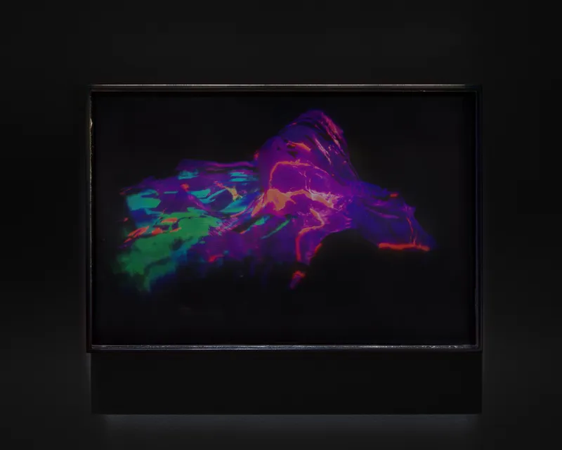 Agnieszka Kurant Risk Landscape (Lviv), 2024 Laser hologram on glass 9 7/8 x 11 3/4 in. (25 x 30 cm)
