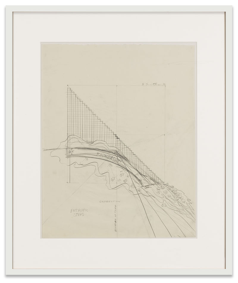 Robert Smithson Entropic Steps, 1970 Pencil on paper Paper: 19 x 24 in. (48.3 x 61 cm) Frame: 31 3/4...