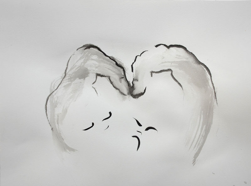 Annette Messager 2 complices, 2023 Acrylic on paper 10 1/4 x 13 3/4 in. (26 x 35 cm)