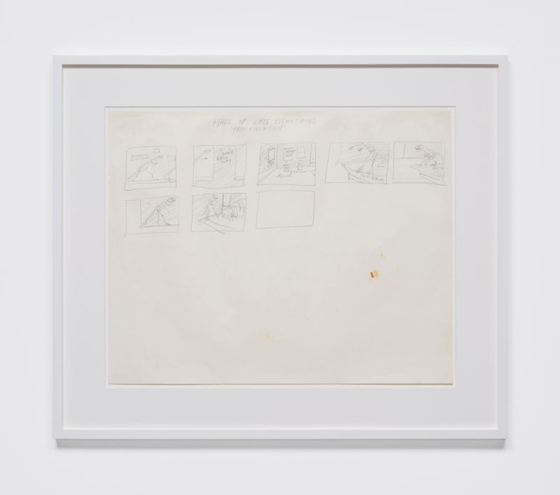 Robert Smithson Hall of Late Dinosaurs Tracking Shot - Spiral Jetty Treatment, ca. 1970 Pencil on paper Paper: 19 x...