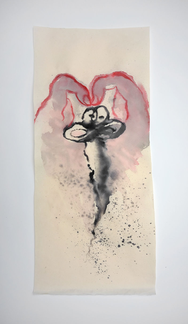 Annette Messager Entre nos doigts, 2023 Acrylic on paper 24 3/8 x 11 in. (62 x 28 cm)