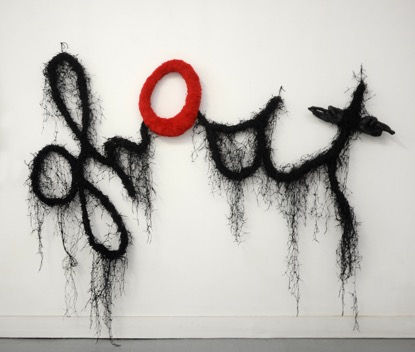 Annette Messager Ghost, 2017 Nets, metal wire, plush fabric 61 3/4 x 70 7/8 x 4 3/8 in. (157 x...