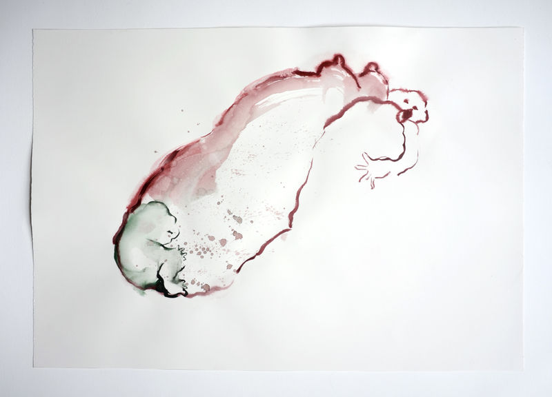 Annette Messager Nous deux, 2022 Acrylic on paper 20 7/8 x 29 7/8 in. (53 x 76 cm)