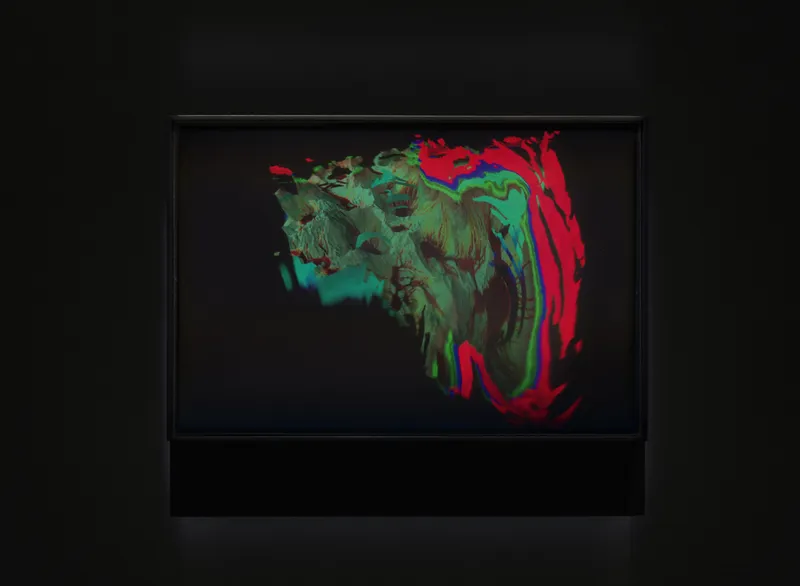 Agnieszka Kurant Risk Landscape (Doha), 2026 Laser hologram on glass 9 7/8 x 11 3/4 in. (25 x 30 cm)