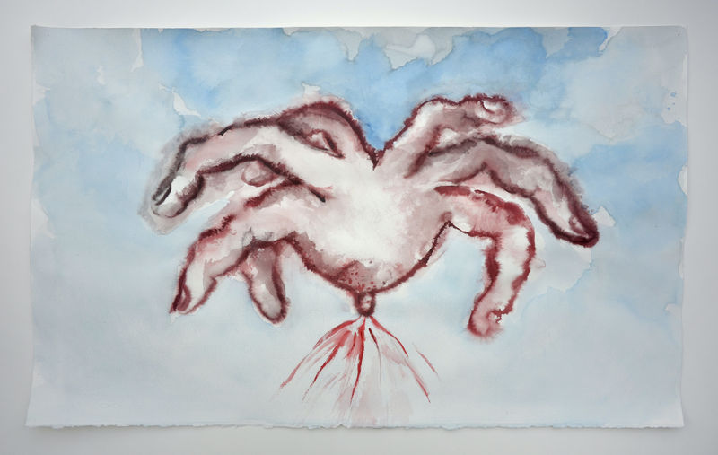 Annette Messager Sein maternel, 2019 Acrylic on paper 18 1/8 x 29 7/8 in. (46 x 76 cm)