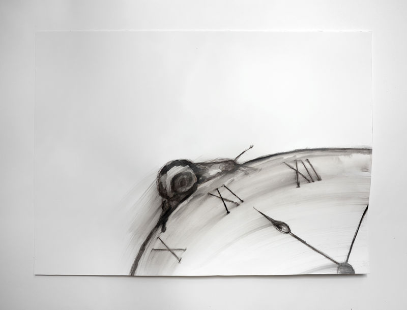 Annette Messager À l'heure, 2022 Acrylic on paper 21 1/4 x 29 3/4 in. (54 x 75.5 cm)