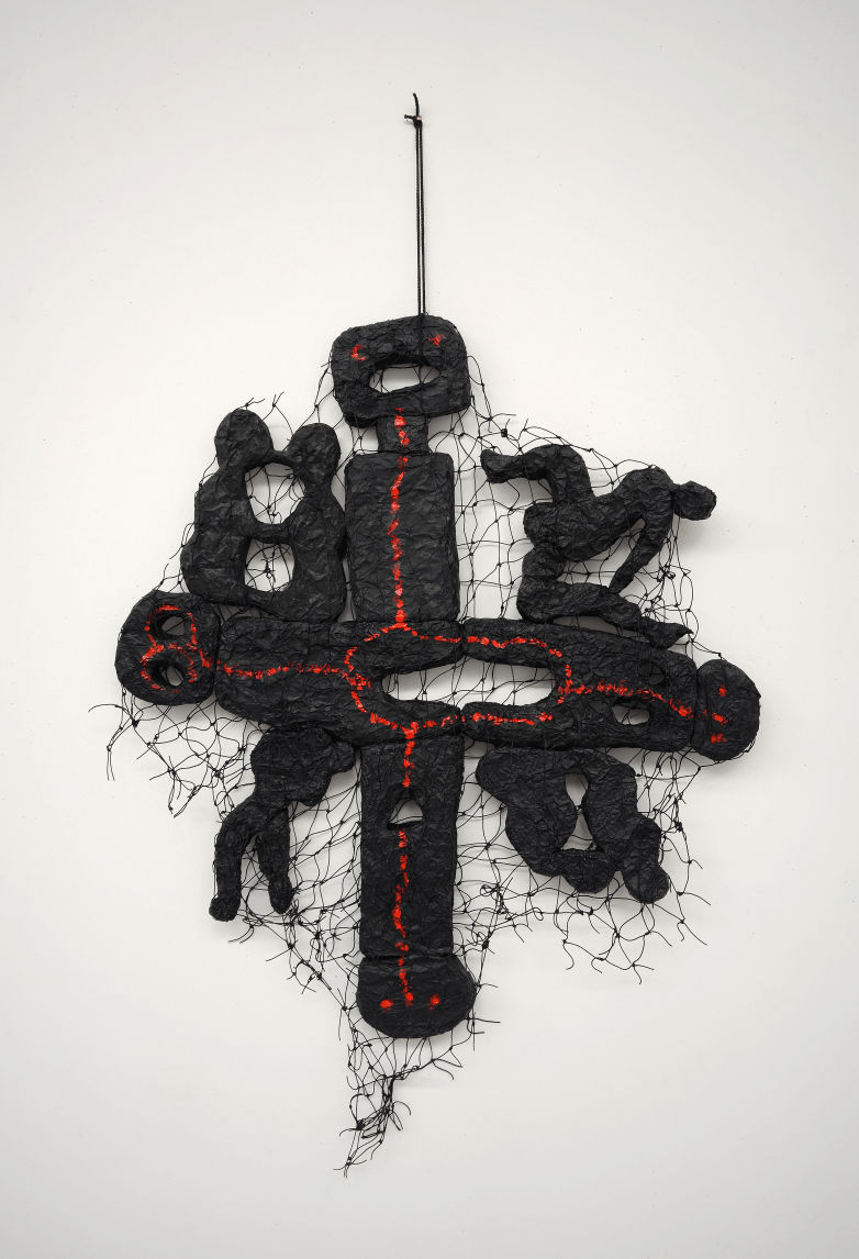Annette Messager Laissons aller (les amoureux), 2022 Polyurethane foam, black wrap, acrylic paint, net 45 1/4 x 27 1/2 x...