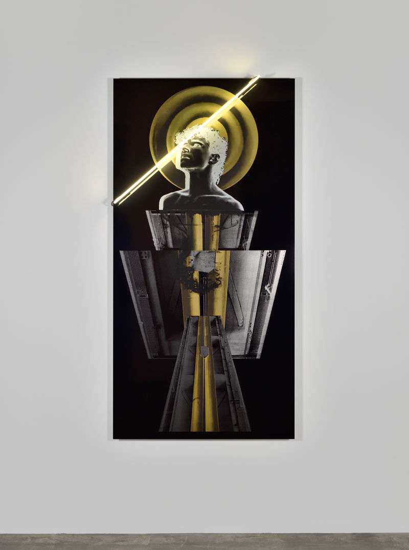 Gerard & Kelly Disco Saint, 2025 Silkscreen and neon on Dibond aluminum 78 3/4 x 39 3/8 in. (200 x...