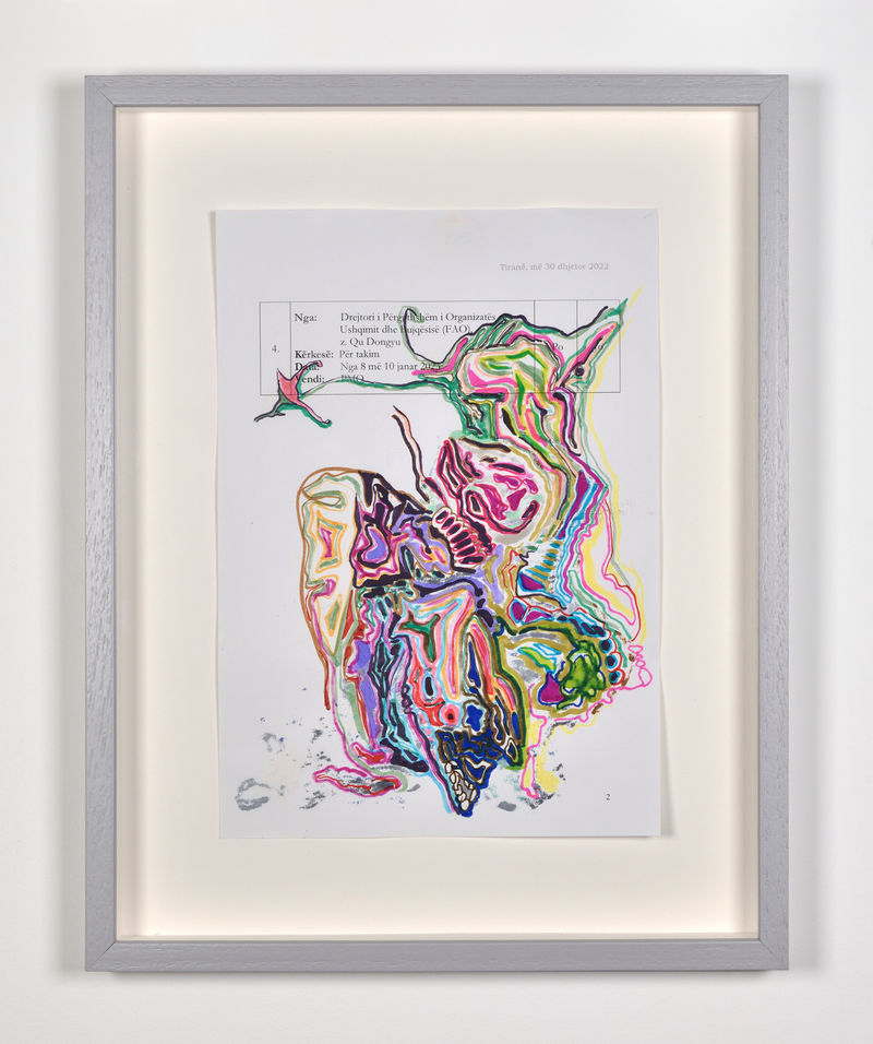 Edi Rama Untitled, 2023 Mixed media on paper Paper: 7 7/8 x 11 3/4 in. (20 x 30 cm) Frame:...