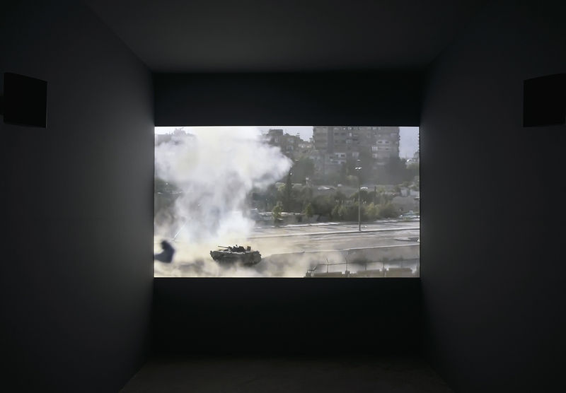 An exhibition installation view from: Dara Birnbaum, Psalm 29(30)