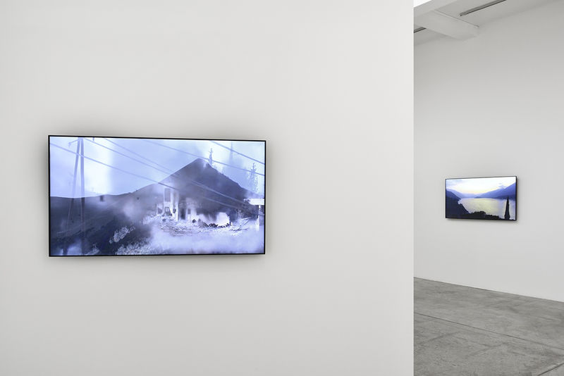 An exhibition installation view from: Dara Birnbaum, Psalm 29(30)