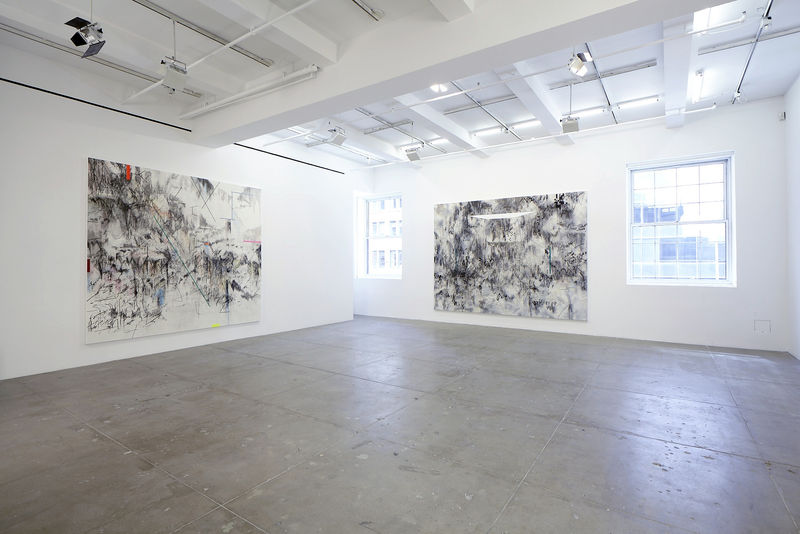 An exhibition installation view from: Julie Mehretu, Liminal Squared