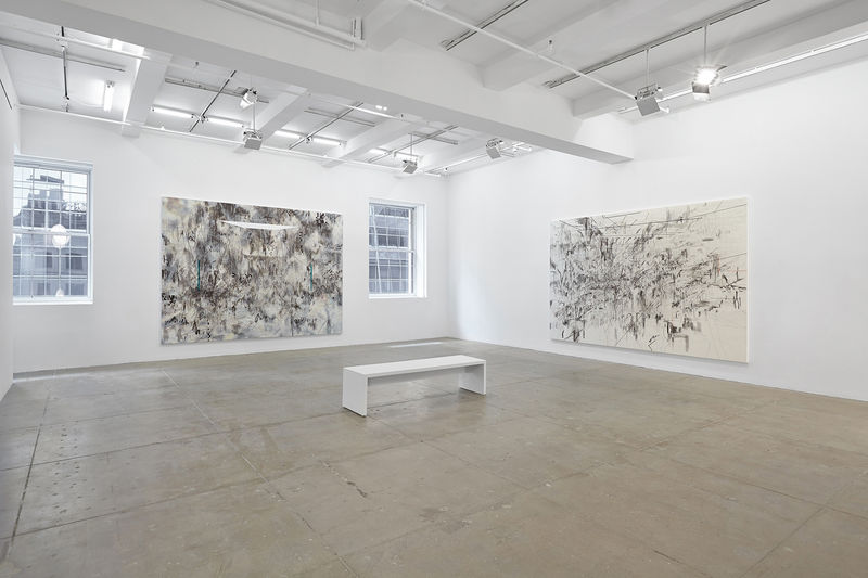 An exhibition installation view from: Julie Mehretu, Liminal Squared