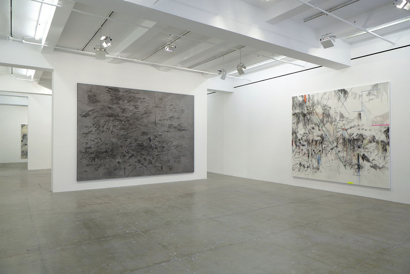 An exhibition installation view from: Julie Mehretu, Liminal Squared