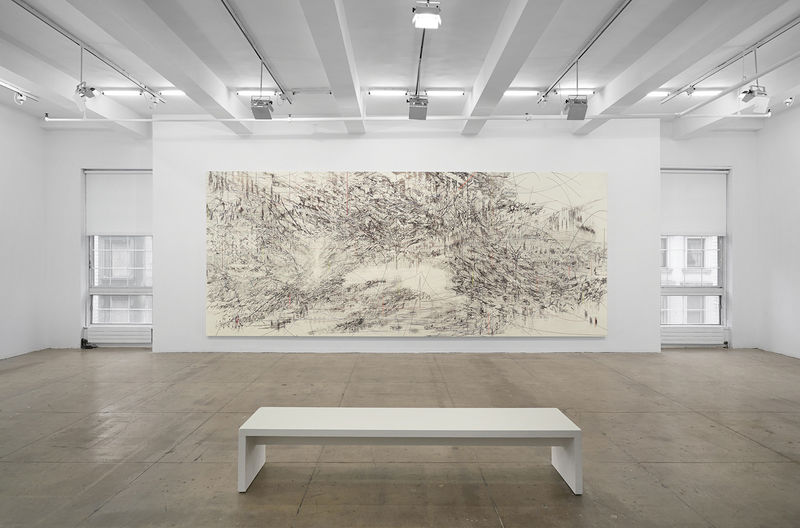 An exhibition installation view from: Julie Mehretu, Liminal Squared