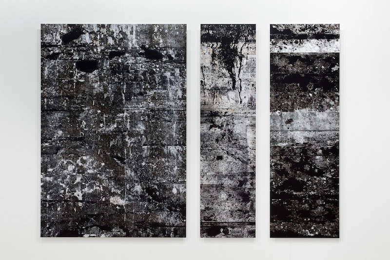 John Skoog, South Wall II (Tar-drip), South Wall I (Cans), East Wall I (Limewash), 2014
