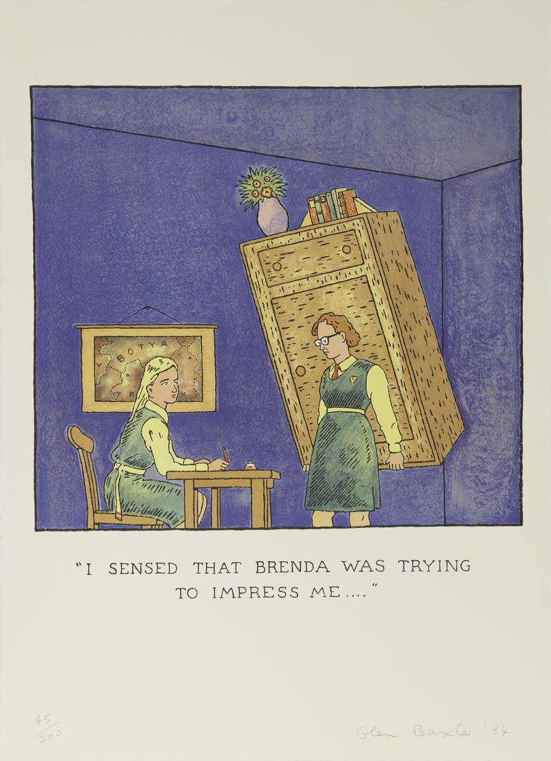 Glen Baxter I Sensed That Brenda Was Trying to Impress Me, from a Suite of Five Lithographs, 1984