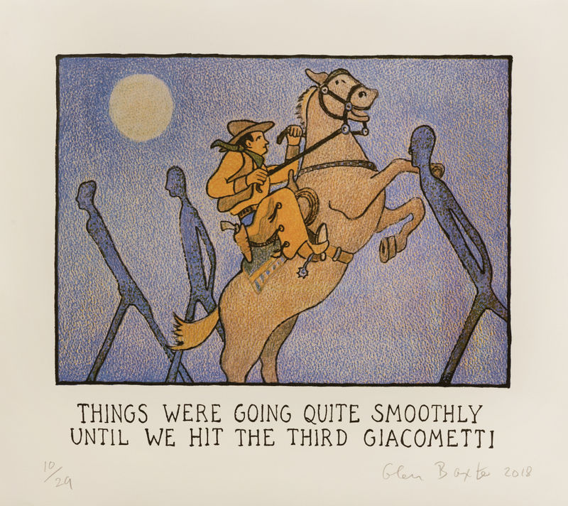 Glen Baxter Things Were Going Quite Smoothly Until We Hit the Third Giacometti, 2018