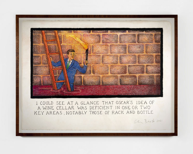 Glen Baxter I Could See at a Glance That Oscar's Idea of a Wine Cellar Was Deficient in One or...