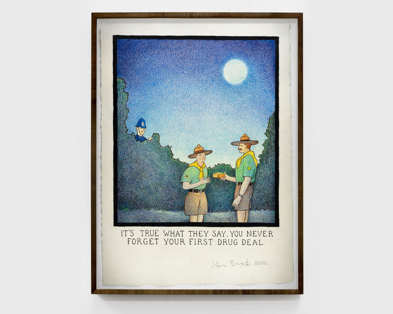 Glen Baxter It's True What They Say, You Never Forget Your First Drug Deal, 2020