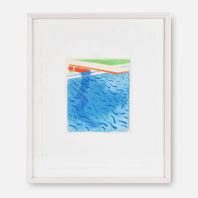 David Hockney Pool made with Paper and Blue Ink for Book