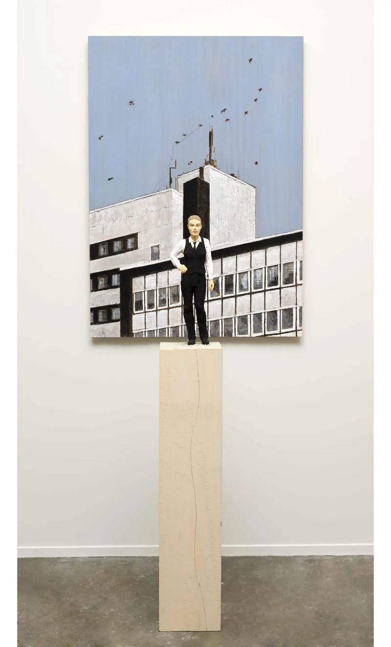 Stephan Balkenhol Woman with Architectural Relief, 2014