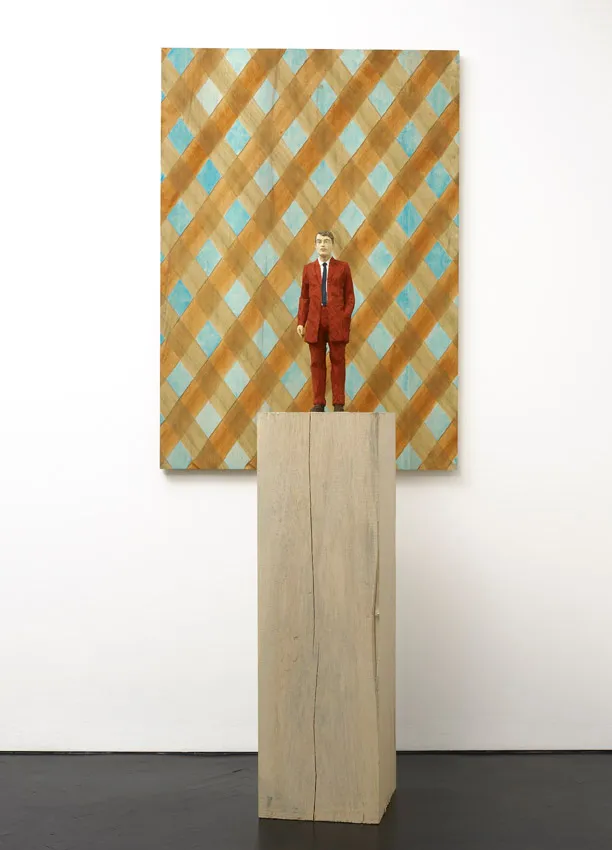 Stephan Balkenhol Man in Reddish Brown Suit, with Plaid Relief, 2011
