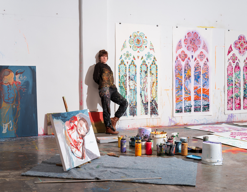 Portrait of Claire Tabouret in her studio.