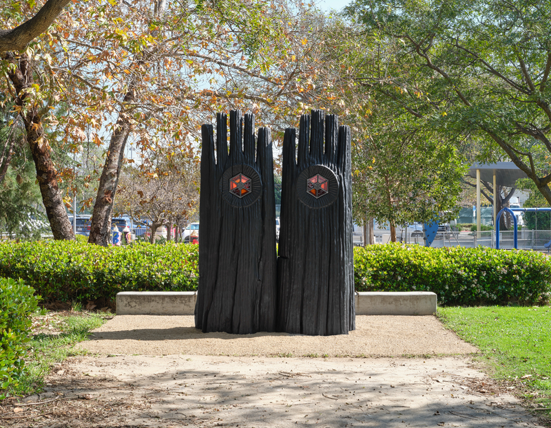 Installation view of Dan John Anderson's work at Frieze Los Angeles