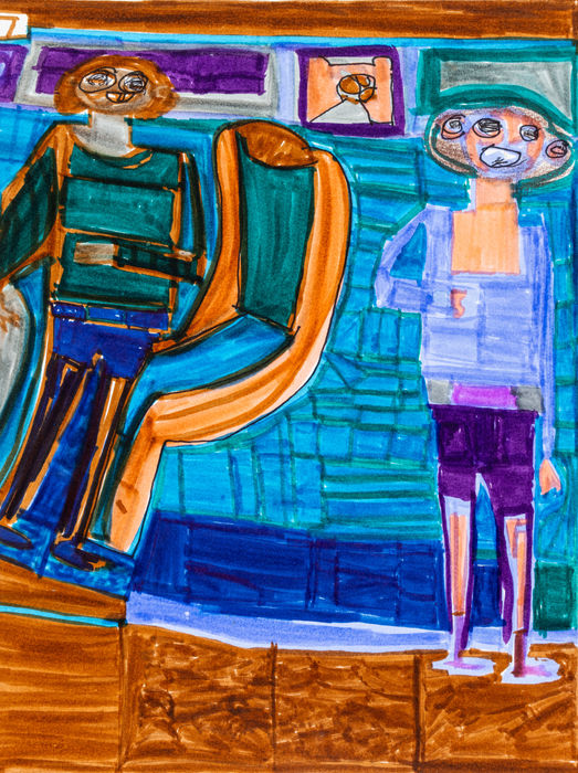 Rebecca Kubica, Bill Sitting on a Seat , 2021