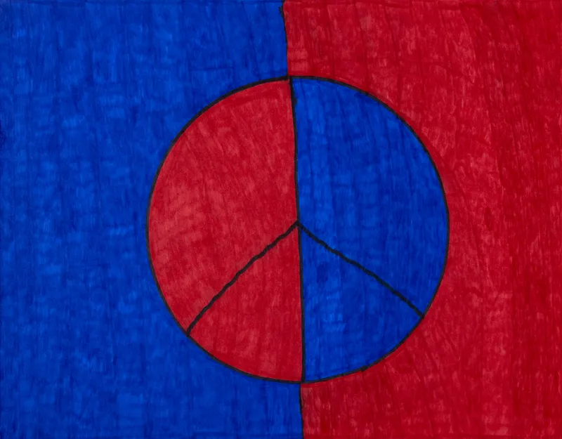 Bill Lilly, Red an' Blue Peace Sign, 2022