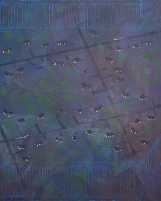 Nick Benfey, Purple Neighborhood with Decoration