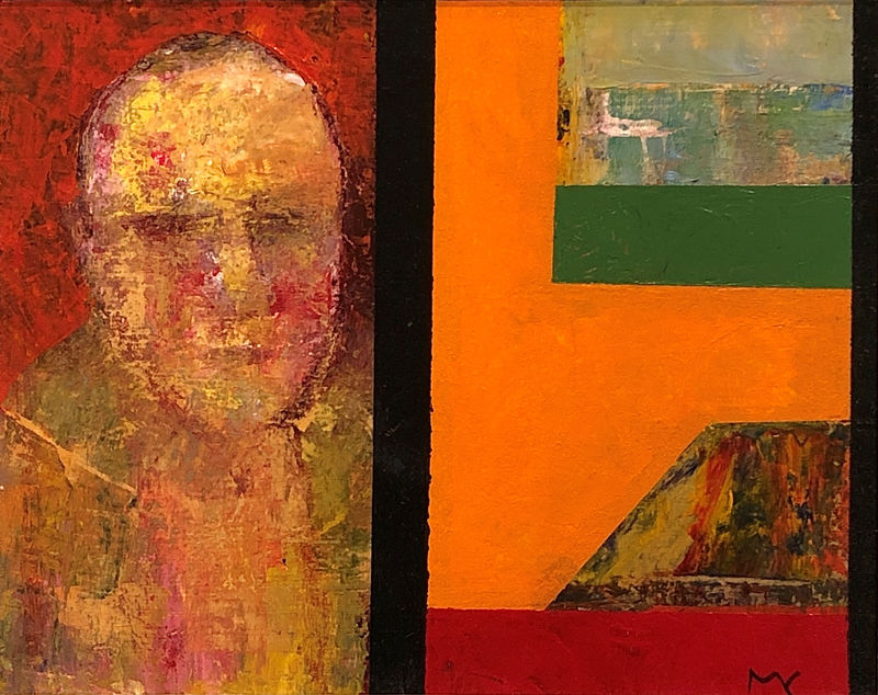 MARK CLARKE (1935-2016), Man and Painting with Yellow Shape