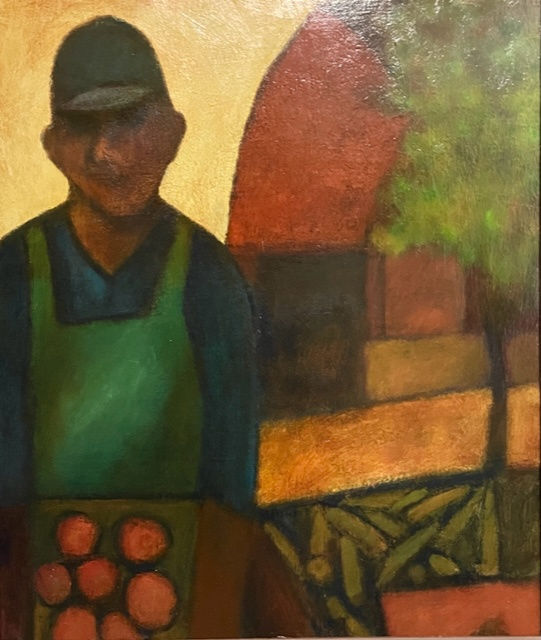 Mark Clarke (1935-2016), Farmer With Barn, c.2014