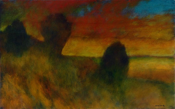 MARK CLARKE (1935-2016), Three Trees and Red Sky, c.2011