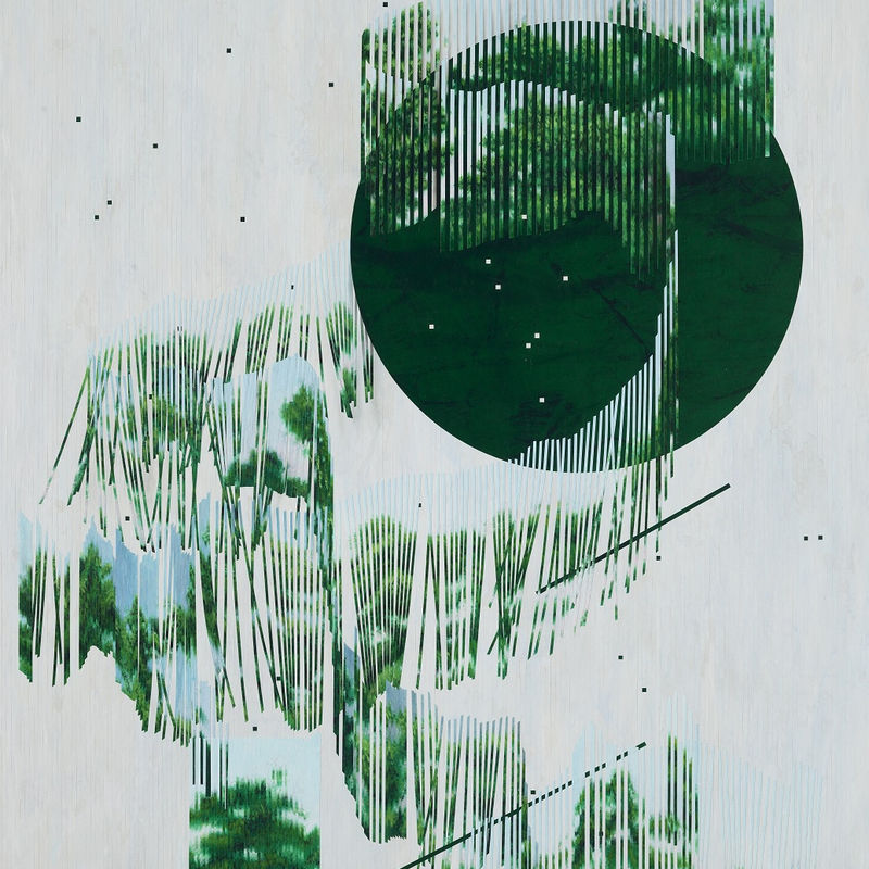 이상덕 Lee Sang Deok  흔적의 여울  2023  162.2x112.1cm  장지에 먹, 혼합채색, 콜라주