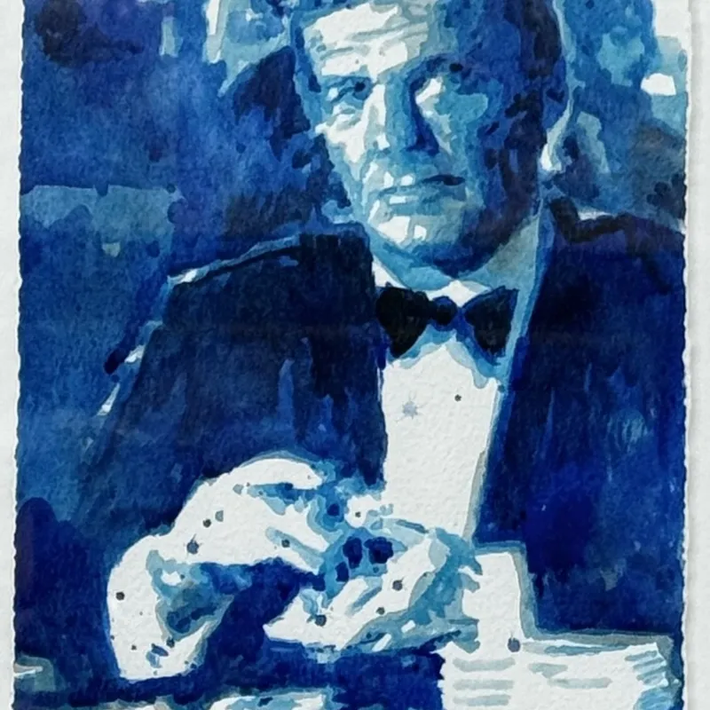 007 Roger Moore  Watercolour  SOLD