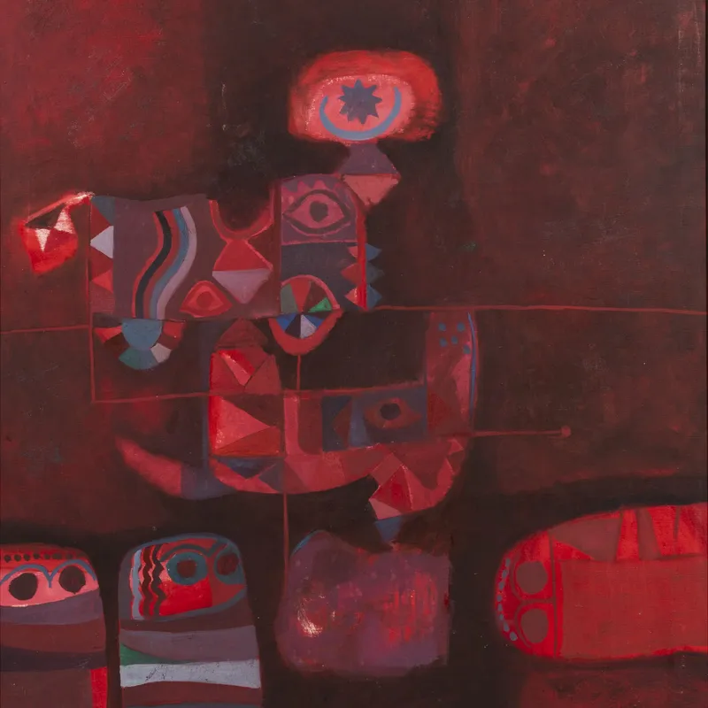 Dia Al Azzawi Figures In Red 1968 96 5X80Cm Az Pa 1968 005