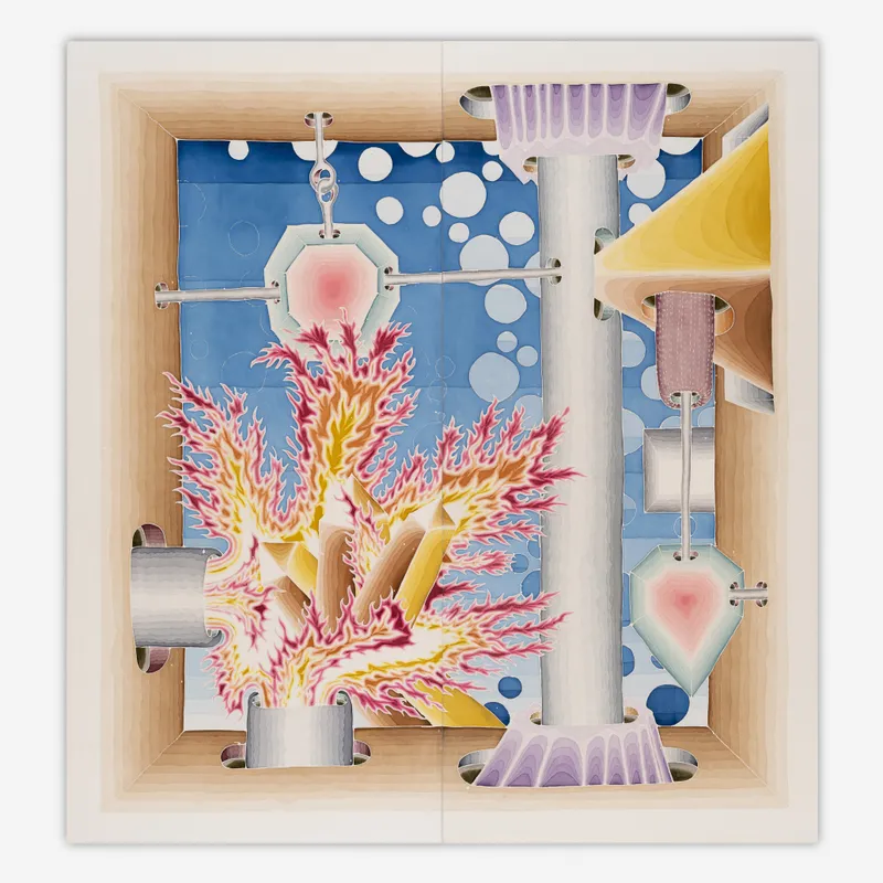 Zhivago Duncan Control Panel 2 Primordial Soup 2019 2020 Dye Beeswax On Canvas 300X320 Cm 118X126 In