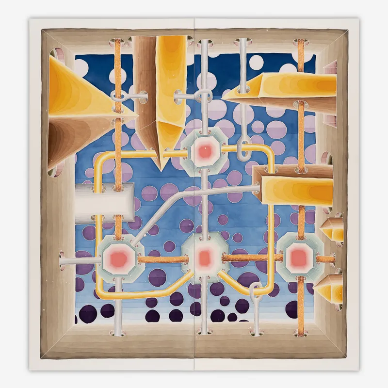 Zhivago Duncan Projection Panel 3 Primordial Soup 2019 2020 Dye Beeswax On Canvas 300 X 320 Cm 118 X 126 In Zc 118