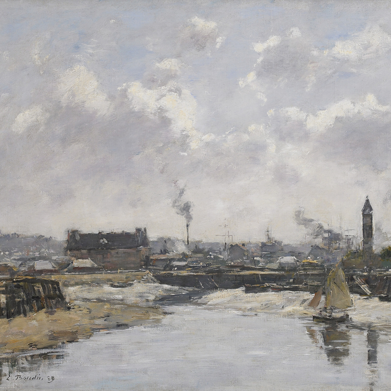 TROUVILLE, LE PORT MARÉE BASSE, LE MATIN