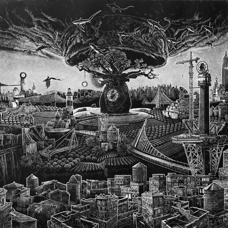 Ade Adesina, The View After the Questions, linocut