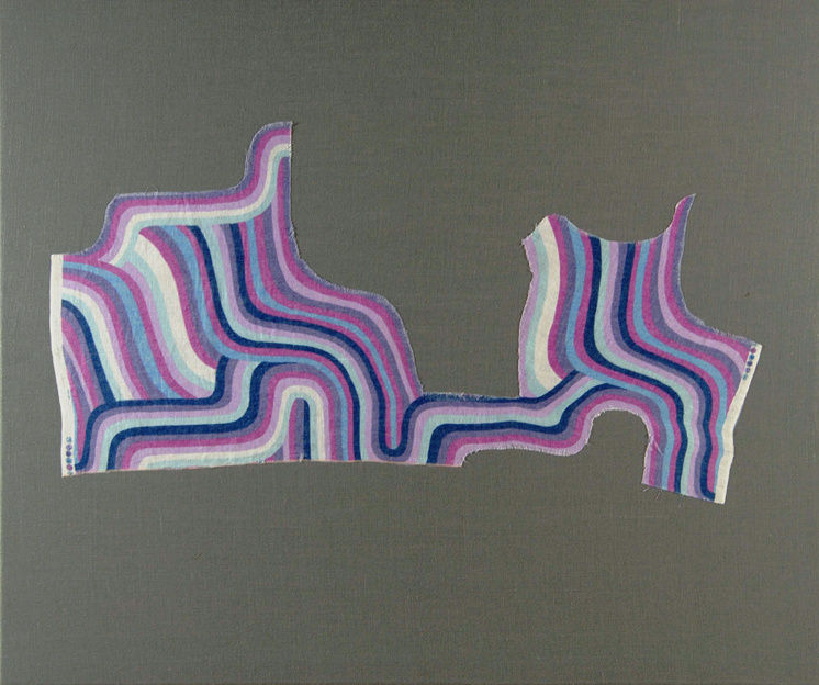 Sergej Jensen Untitled, 2005 Fabric on dyed burlap 59 x 49 1/4 inches 150 x 125 cm