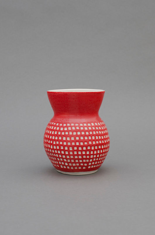 Shio Kusaka (red 2), 2013 Porcelain 6 x 4.75 x 4.75 inches 6 x 4 3/4 x 4 3/4 inches (15.2 x 12.1 x 12.1 cm)