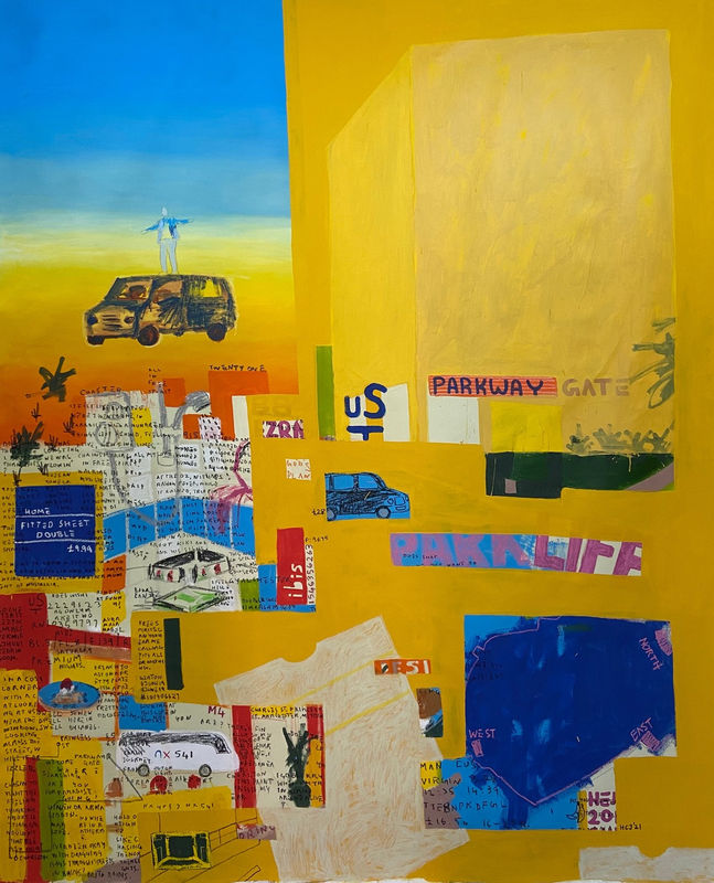 Harsimran C Juneja Manchester, 2021 Emulsions, Acrylics, Oil Sticks and Oil Pastels on Canvas 108 x 86 in 274.3 x 218.4 cm