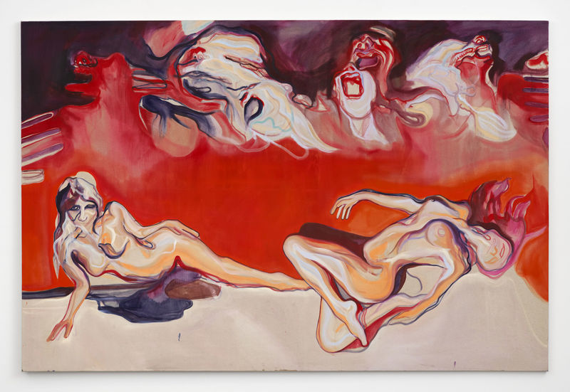Ana Karkar Cult of ecstasy, 2023 Oil on linen 78 3/4 x 118 1/8 x 1 3/8 in 200 x 300 x 3.5 cm